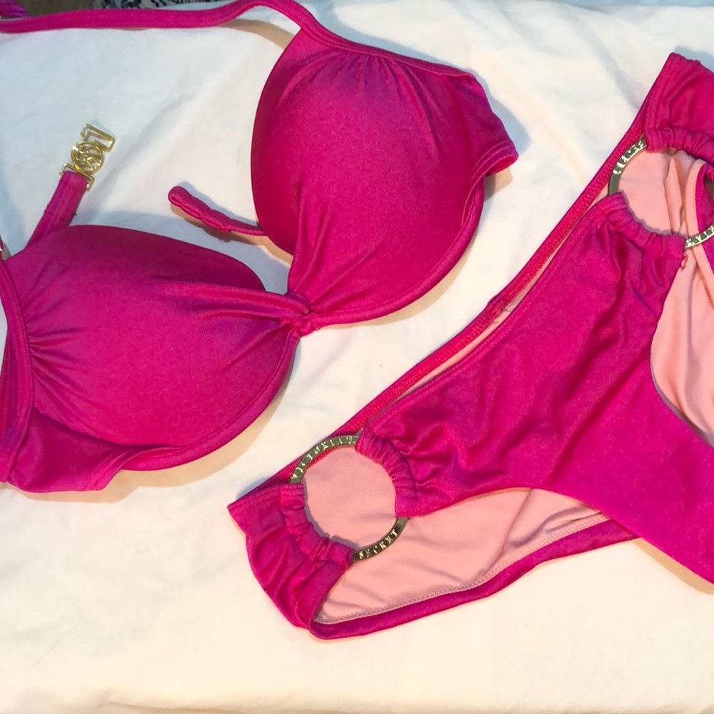 Bright pink bikini